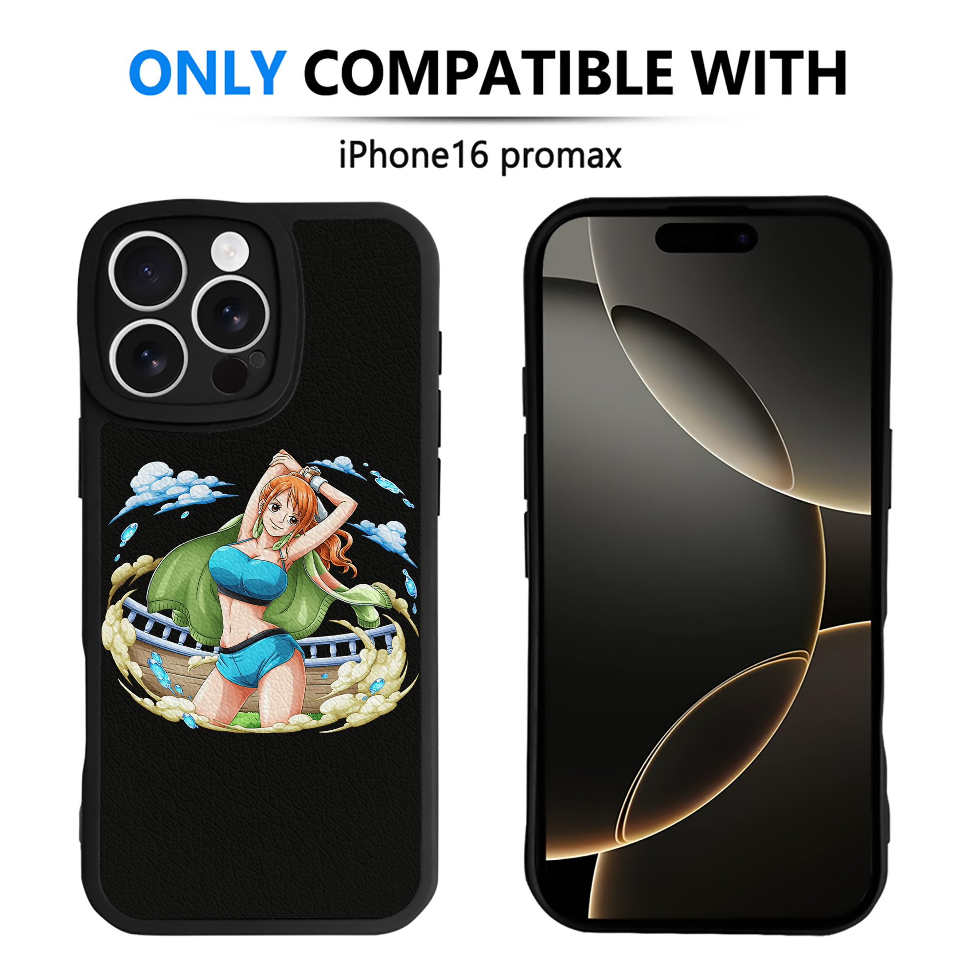 （画像用） ワンピース ナミ ONE PIECE Nami 【iPhone 16シリーズ対応】シリコンスマホケース（レザー調） 材質：シリコン